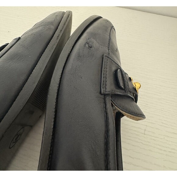 CHANEL Vintage Archival Gold Turnlock Classic Black Leather Loafers Shoes EU38 - Picture 8 of 12
